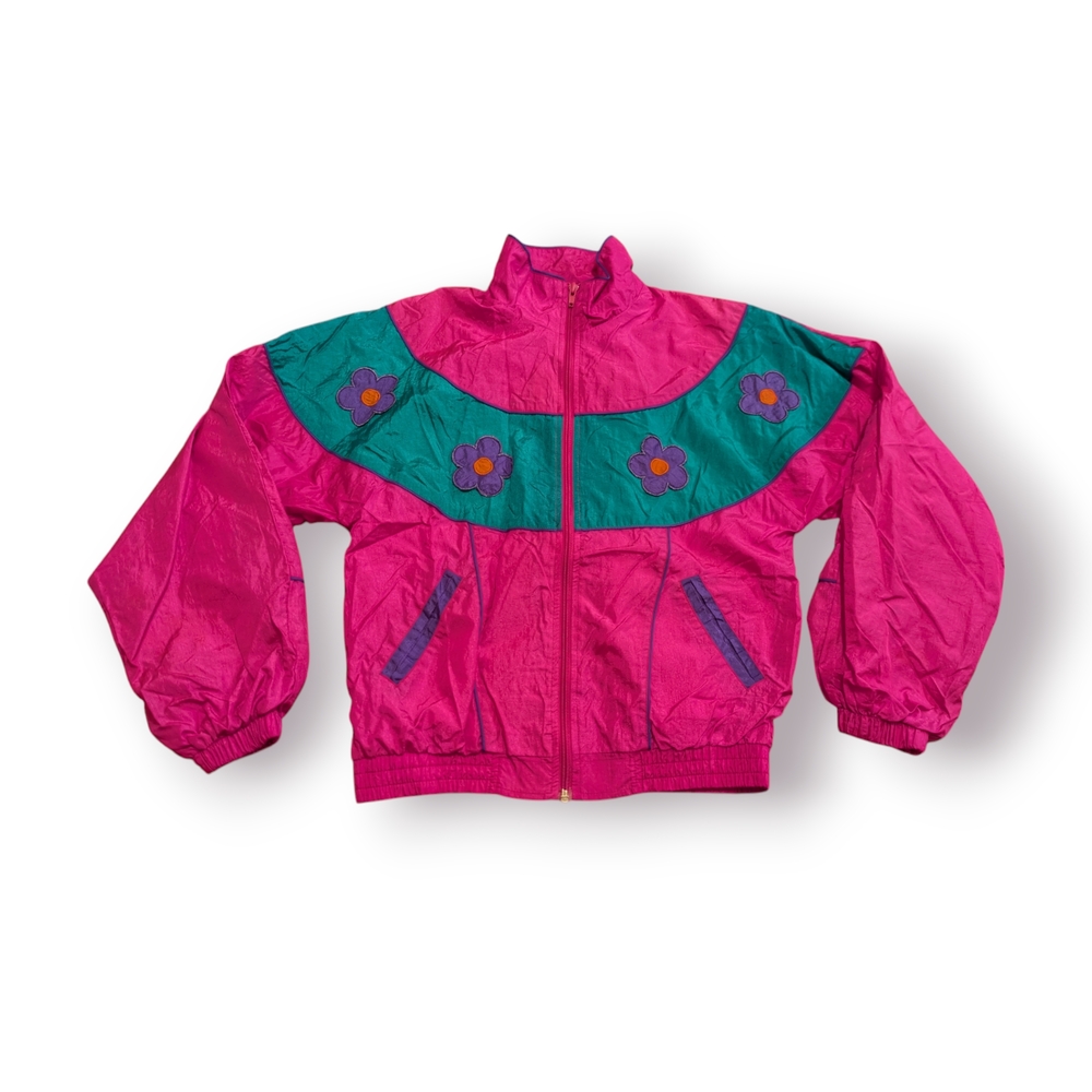 Vintage 90s Kids Pink Floral Spring Jacket